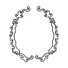 Hand-drawn oval frame with decorative curved flourishes