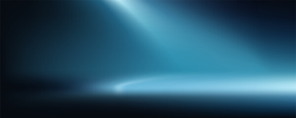 Dark blue background glowing light blue ray spotlight stage studio backdrop product placement abstract template design