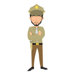 Obraz premium Serious sheriff character standing with arms crossed. Concept of authority and security