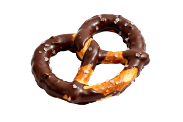 Chocolate covered pretzel with salted topping for snack