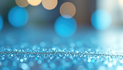 Sparkling blue glitter surface with soft bokeh lights, perfect for festive celebrations, winter events, and digital backgrounds