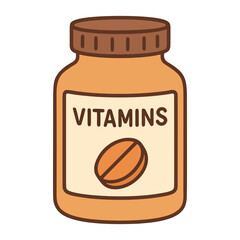 Cute Vitamin Bottle Illustration in Warm Cozy Style