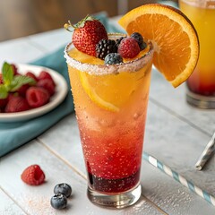 fruit cocktail with strawberries