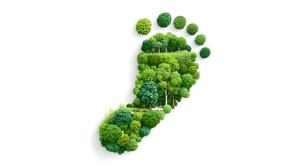 Conceptual illust n of an ecological footprint composed of lush green trees and vegetation representing nature s impact and the importance of sustainability and conservation efforts for the planet
