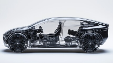 Obraz premium Clear transparent car model showing interior components