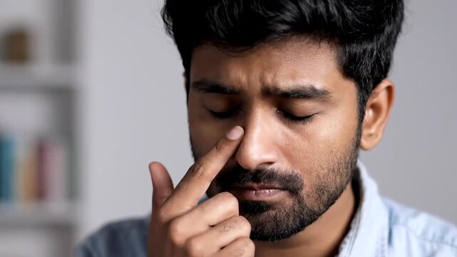 A Young Man's Reaction to Unpleasant Odor, Contorted Facial Expression Sequence