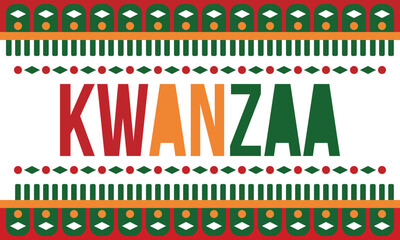 Naklejka premium Kwanzaa Happy Celebration. African and African-American culture holiday. Seven days festival, celebrate annual from December 26 to January 1. Black history. Poster, card, banner and background. Vector