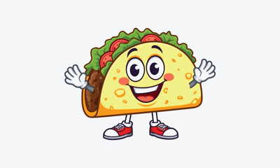 Funny cartoon pizza and fruit illustration with cute characters