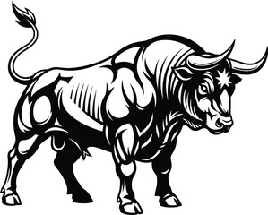Fototapeta premium Aggressive Bull Mascot Vector