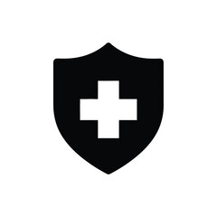 Obraz premium Black shield with a white medical cross on isolated