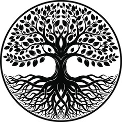 Intricate tree of life circular illustration
