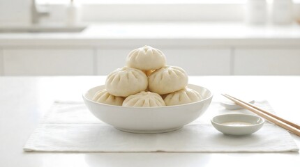 Steamed Buns Served on a White Plate for Lunar New Year Celebration