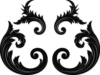 Symmetrical ornamental scroll design illustration