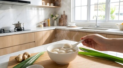 Traditional Lunar New Year Dessert in Modern Kitchen