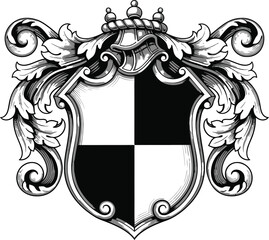 Vintage heraldic shield vector emblem
