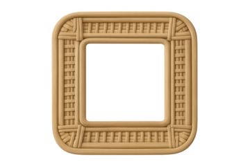 Rattan wicker square frame with rounded corners