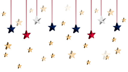 Patriotic Stars Hanging in a Simple Display for a Celebration or Event During the Summer Months