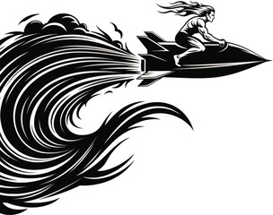 Woman riding rocket vector illustration