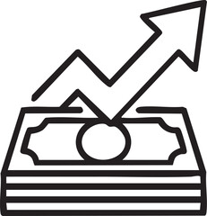 Money growth upward trend icon