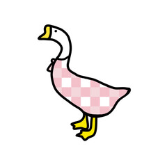 Goose wear sweater Valentine pink plaid animal natural hand drawn
