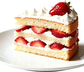 하얀접시위의딸기생크림케이크한조각