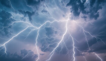 Powerful electrical discharges illuminating the stormy sky, perfect for depicting natural forces, dramatic events, or moments of sudden inspiration for presentations.