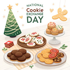 National Cookie Exchange Day Celebration, Sweet Cookie Swap Festival, Holiday Cookie Sharing Event, Festive Cookie Exchange Party, Delicious Cookie Trading Day
