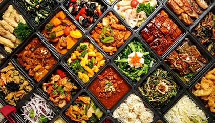 多様な料理が一度に楽しめる日本料理ビュッフェバイキングの贅沢な盛り合わせ