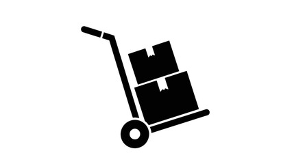 Hand Truck Dolly with Boxes Icon Vector | Delivery Logistics Symbol