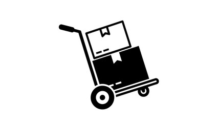Hand Truck Dolly with Boxes Icon Vector | Delivery Logistics Symbol