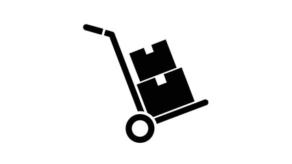 Hand Truck Dolly with Boxes Icon Vector | Delivery Logistics Symbol