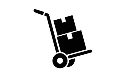 Hand Truck Dolly with Boxes Icon Vector | Delivery Logistics Symbol