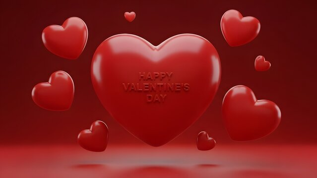 Floating red hearts abstract background valentine s day concept - Powered by Adobe