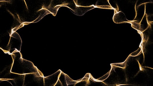 Luxury Golden Glitter Particle Frame &ndash; Shiny Flowing gold pattern Animation for Christmas & New Year. 4k seamless loop
