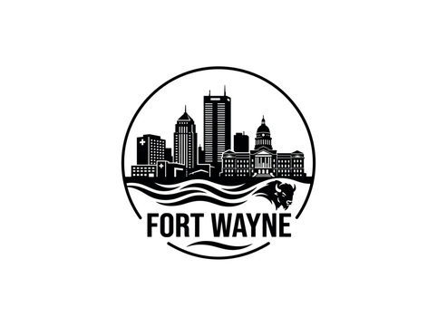 Fort Wayne city of United States skyline emblem with landmarks
