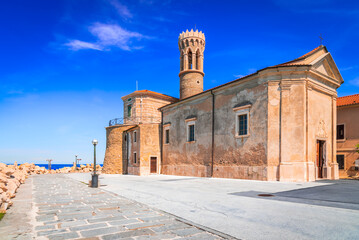 Piran, Slovenia. City in Istria Peninsula surrounded by the Mediterranean Sea.