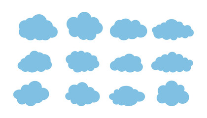 Fototapeta premium PrintSimple Blue Cloud Icons Set in Flat Vector Style.