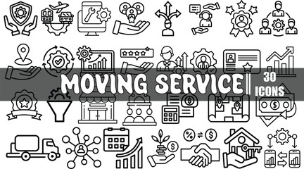 Moving Service Icons Collection With 30 Business And Logistics Symbols transportation