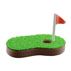 Golf hole with flag 3d illustration