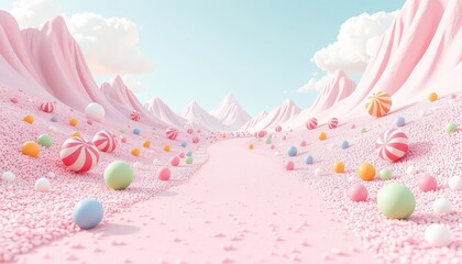 Whimsical Candy Landscape for Joyful Celebrations and Sweet Dream Visuals