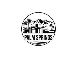 Naklejka premium Palm Springs city of United States skyline emblem with landmarks