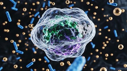 A high-detail cinematic macro visualization of various viruses in motion, showcasing their unique shapes, surface patterns, and fluid biological movement in an artistic, mesmerizing micro-environment - Powered by Adobe