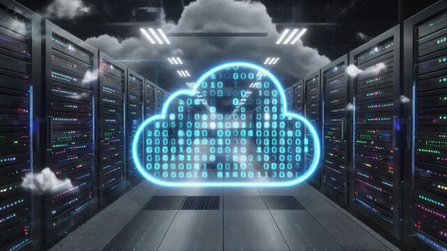 Cloud computing network with data flowing in and out of a server farm