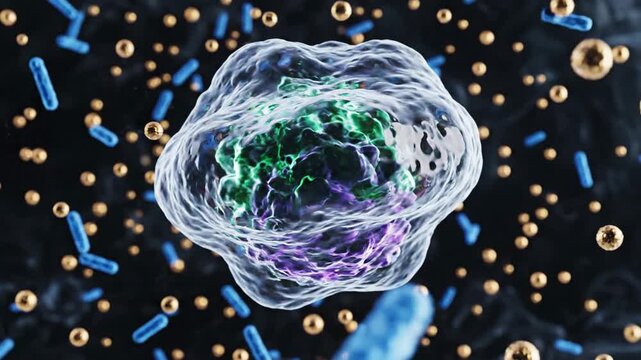A high-detail cinematic macro visualization of various viruses in motion, showcasing their unique shapes, surface patterns, and fluid biological movement in an artistic, mesmerizing micro-environment