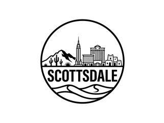 Naklejka premium Scottsdale city of United States skyline emblem with landmarks