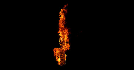 Photography of a burning wooden beam isolated on a black background. Detailed fire textures ideal for VFX, compositing, overlays, graphics, and cinematic effects.