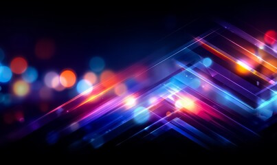 Colorful, abstract image with a blue and purple background and red and orange lines. The image is full of bright