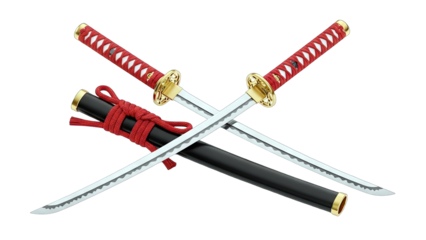 Katana Swords Crossed on White Background