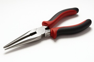 Fototapeta premium Long Nose Pliers 3D Render, Hyper-Realistic Metal Tool on White Background with Perfect Lighting