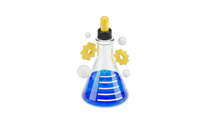 Laboratory Flask with Dropper and Gears Concept
